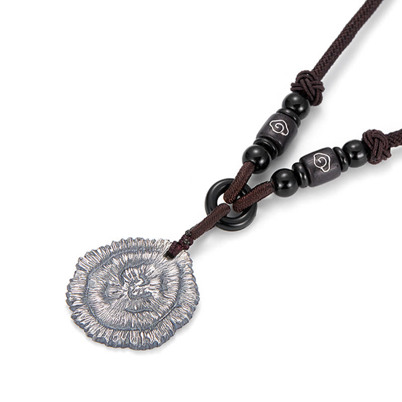 Collar con colgante de cuerda de algodón Sophora Flavescens de plata de ley 999 con Buddha Stones