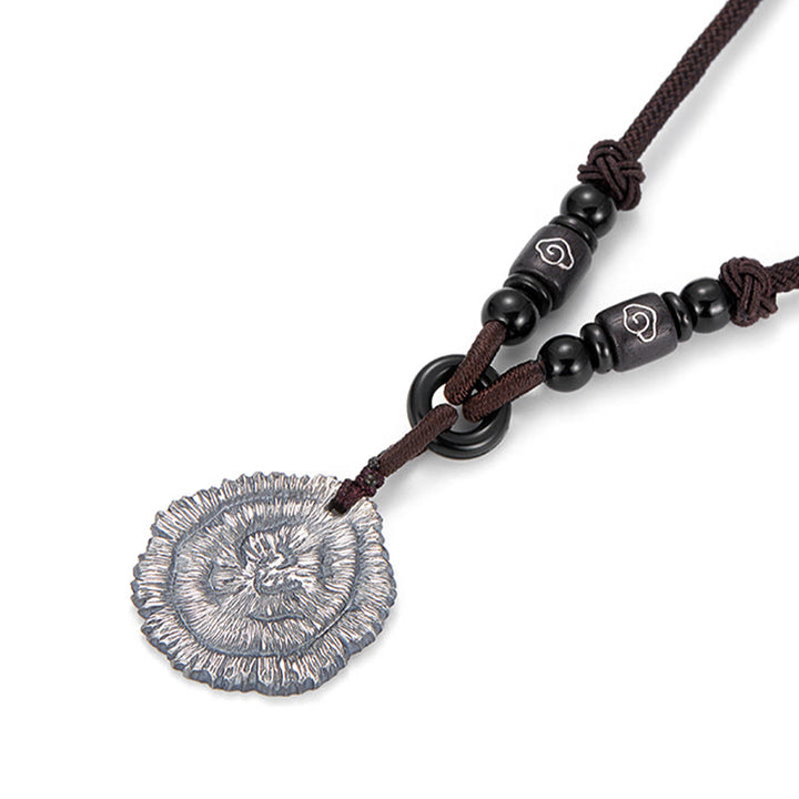 Collar con colgante de cuerda de algodón Sophora Flavescens de plata de ley 999 con Buddha Stones