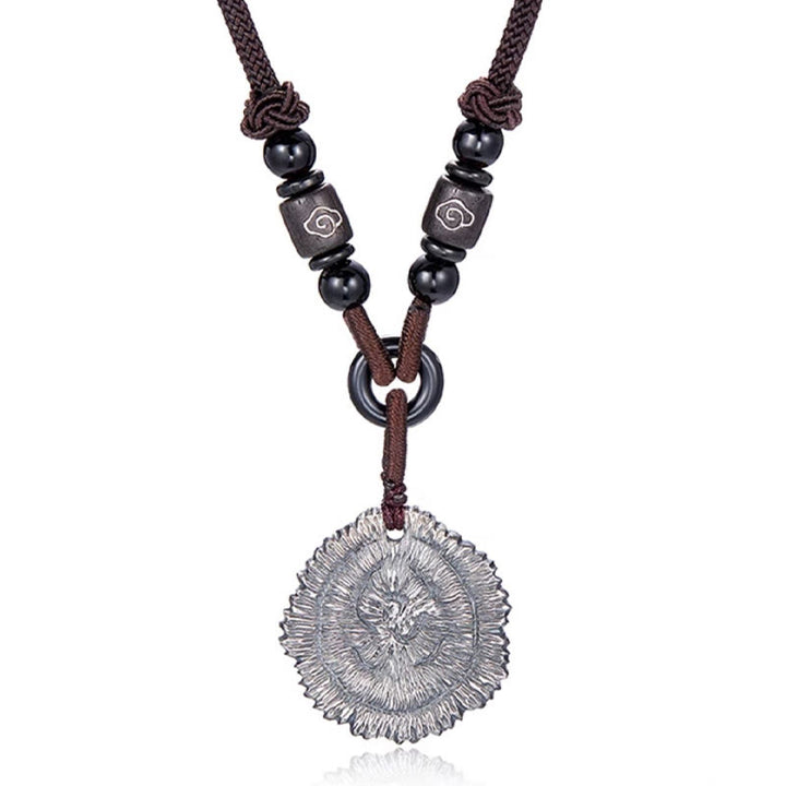 Collar con colgante de cuerda de algodón Sophora Flavescens de plata de ley 999 con Buddha Stones