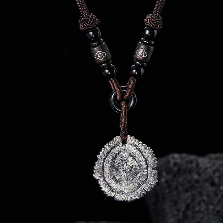 Collar con colgante de cuerda de algodón Sophora Flavescens de plata de ley 999 con Buddha Stones