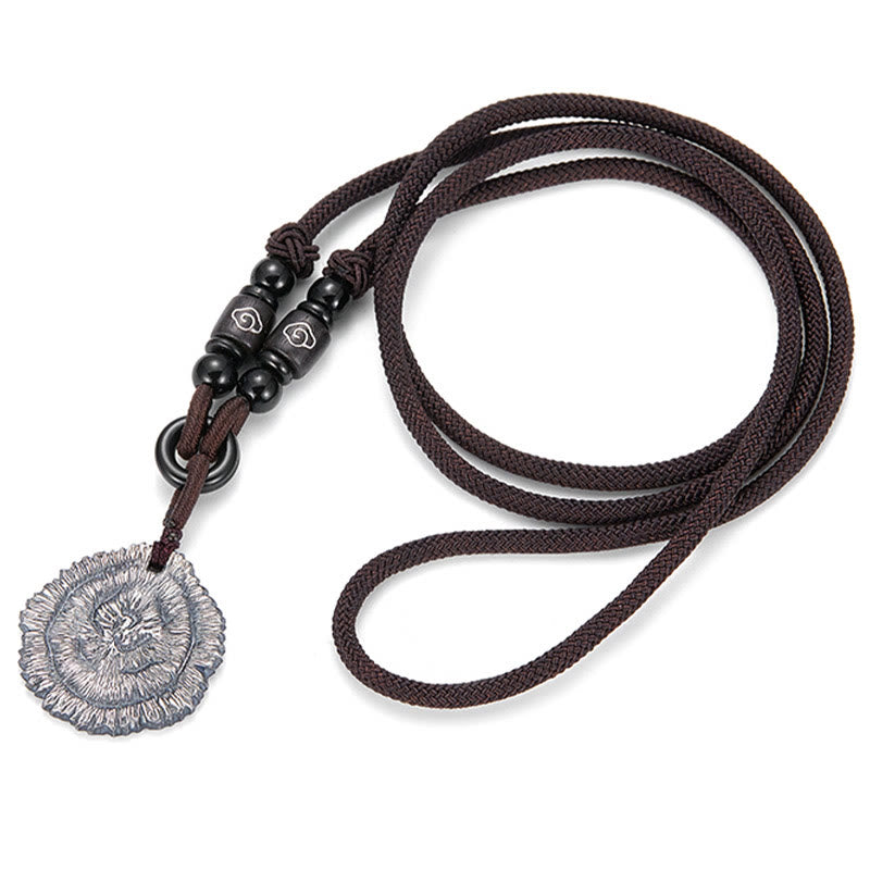 Collar con colgante de cuerda de algodón Sophora Flavescens de plata de ley 999 con Buddha Stones
