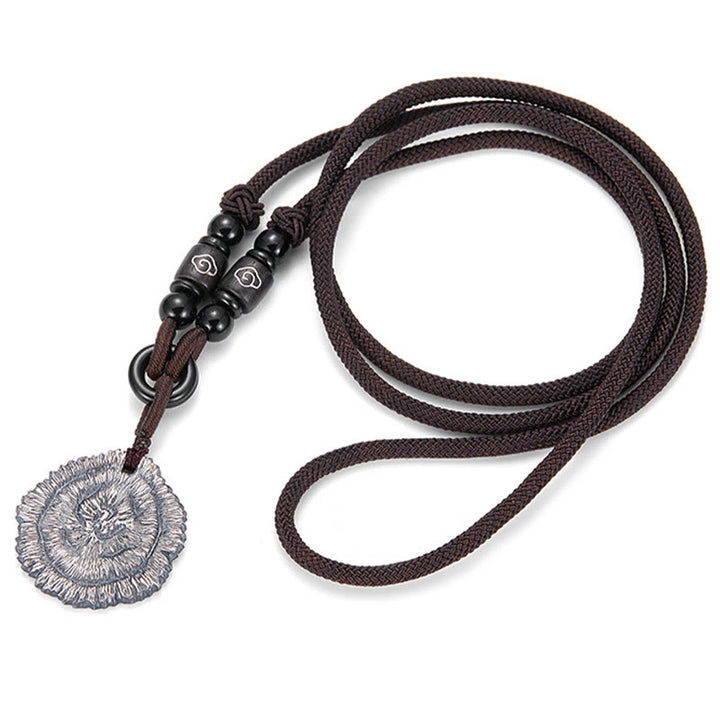 Collar con colgante de cuerda de algodón Sophora Flavescens de plata de ley 999 con Buddha Stones