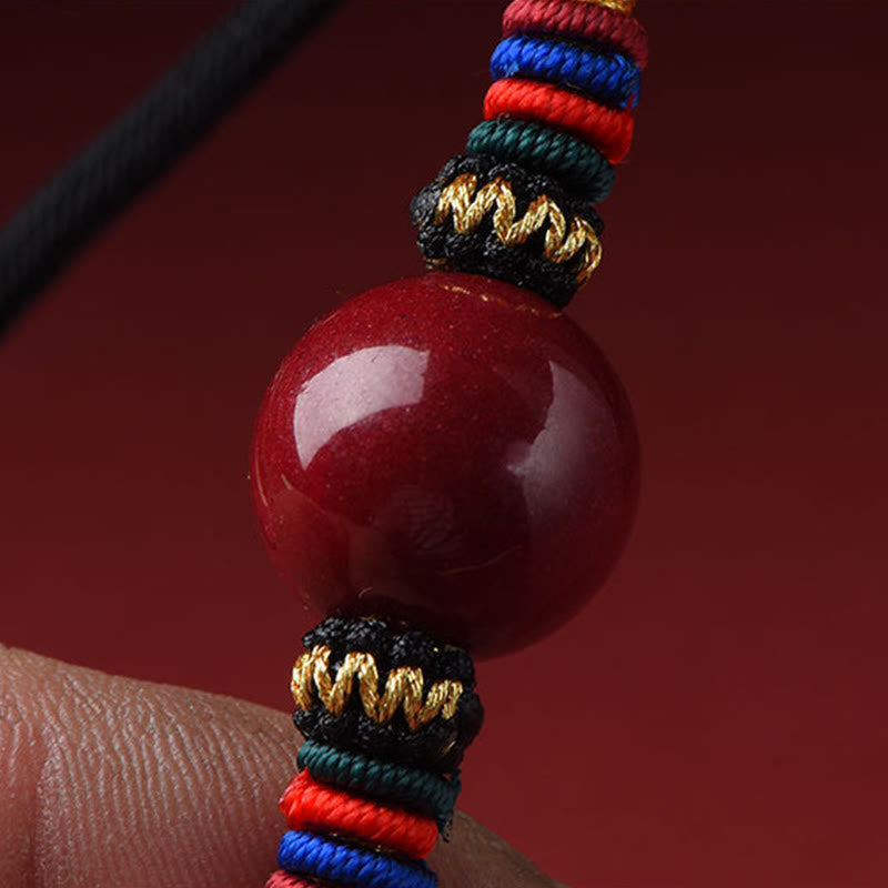 Collar con Buddha Stones con cuentas de cinabrio y suerte que alejan a los malos espíritus