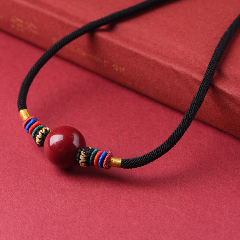 Collar con Buddha Stones con cuentas de cinabrio y suerte que alejan a los malos espíritus