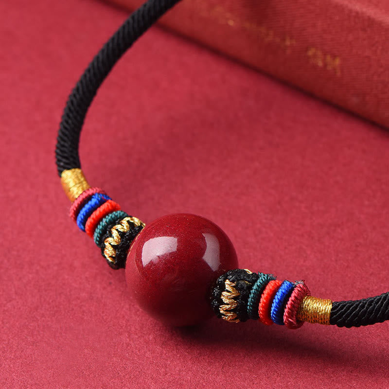 Collar con Buddha Stones con cuentas de cinabrio y suerte que alejan a los malos espíritus