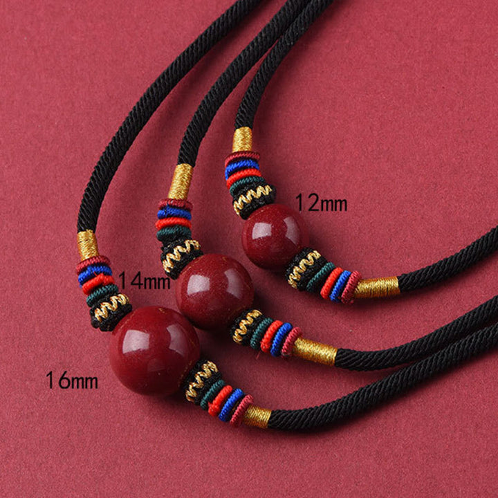 Collar con Buddha Stones con cuentas de cinabrio y suerte que alejan a los malos espíritus