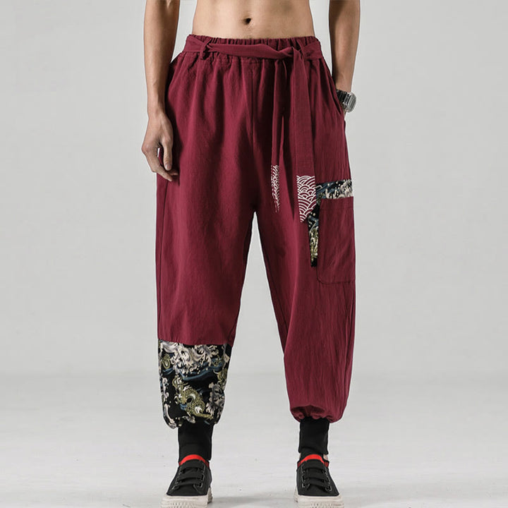 Pantalones harem para hombre con cordones y bolsillos, estampado de Buddha Stones y olas del océano. - image 19