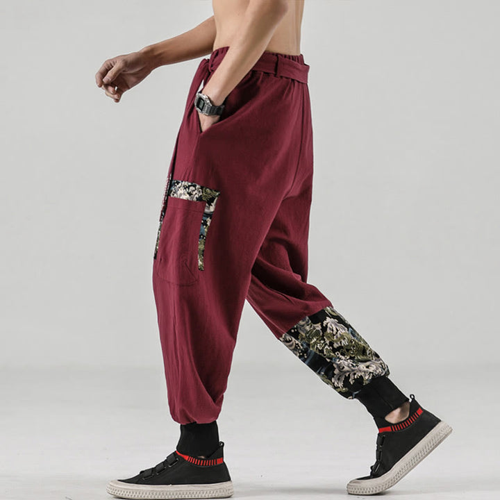 Pantalones harem para hombre con cordones y bolsillos, estampado de Buddha Stones y olas del océano. - image 17