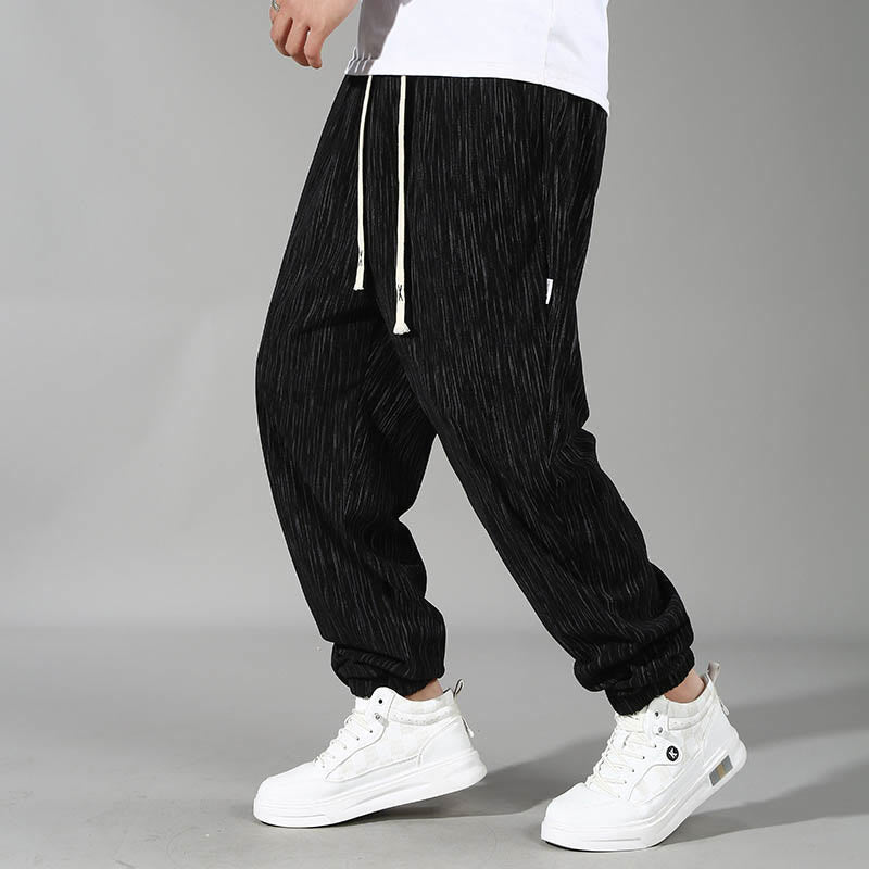 Pantalones rectos con cordón y bolsillos para hombre, diseño de color liso, de verano, talla grande, con Buddha Stones - image 1