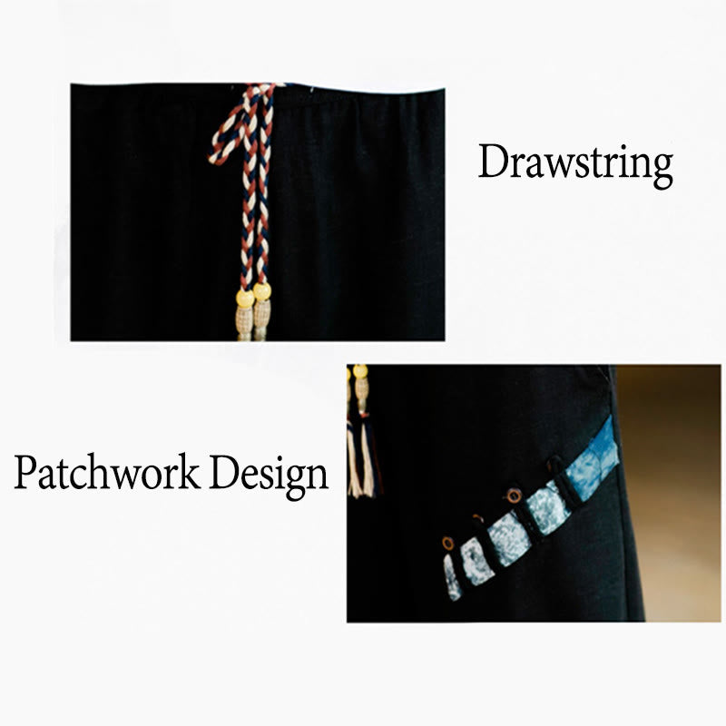 Pantalones cortos de algodón con cordón y bolsillos para hombre con diseño de patchwork y Buddha Stones - image 22