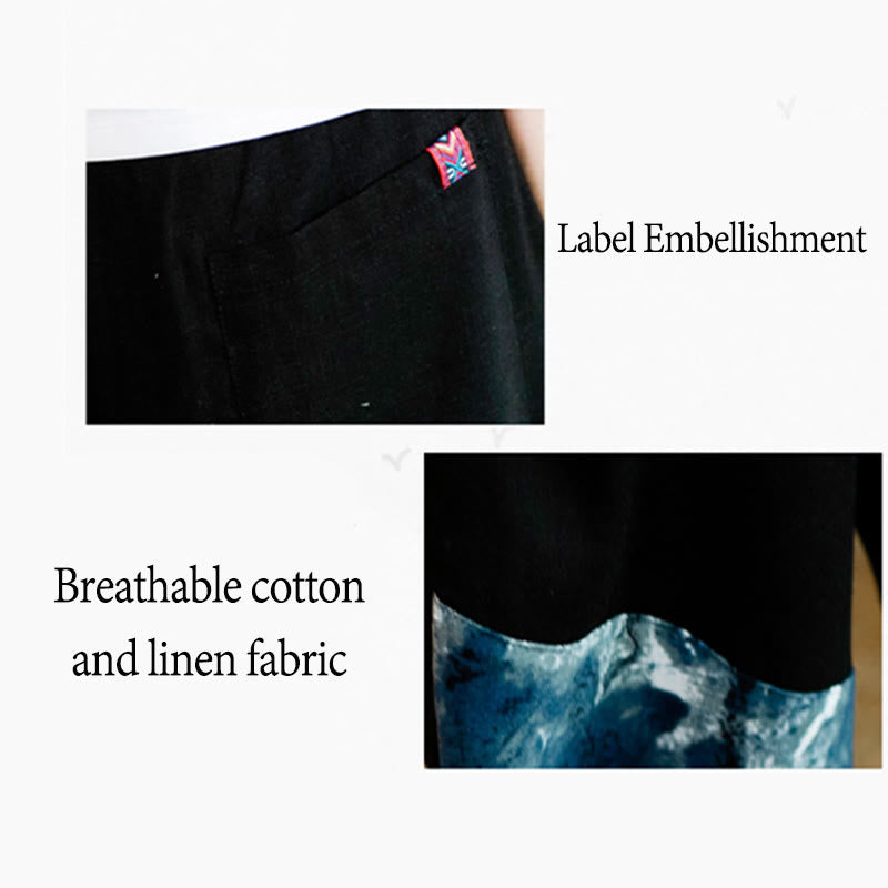 Pantalones cortos de algodón con cordón y bolsillos para hombre con diseño de patchwork y Buddha Stones - image 21