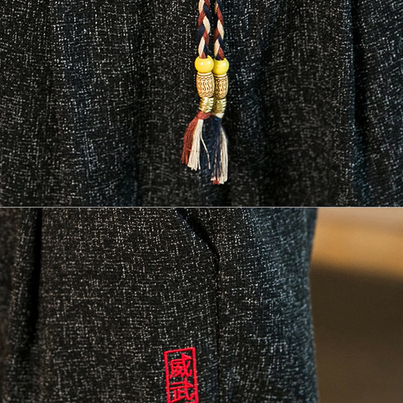 Pantalones harén de algodón con cordón y bolsillos para hombre con Buddha Stones