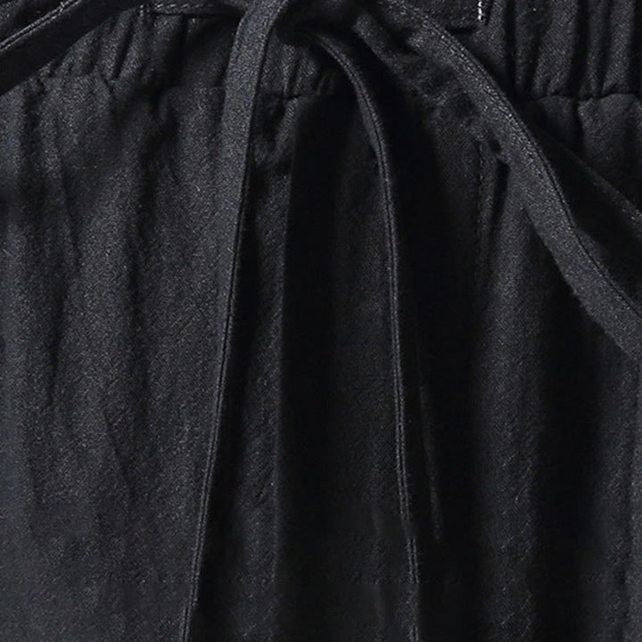 Pantalones harén con cordón y bolsillos para hombre con diseño bordado de grulla blanca y Buddha Stones - image 11