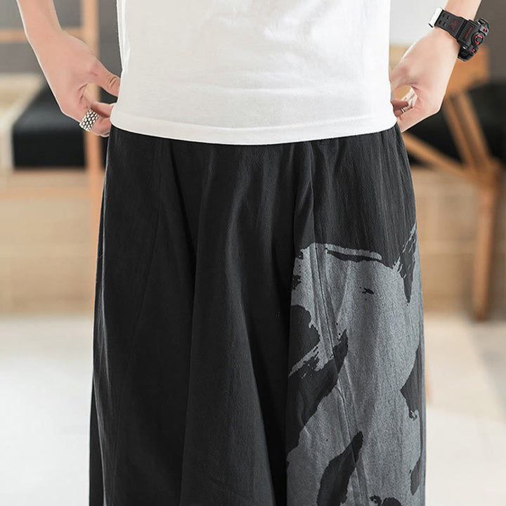 Pantalones harén de algodón con bolsillos para hombre, con caligrafía veraniega y Buddha Stones - image 8