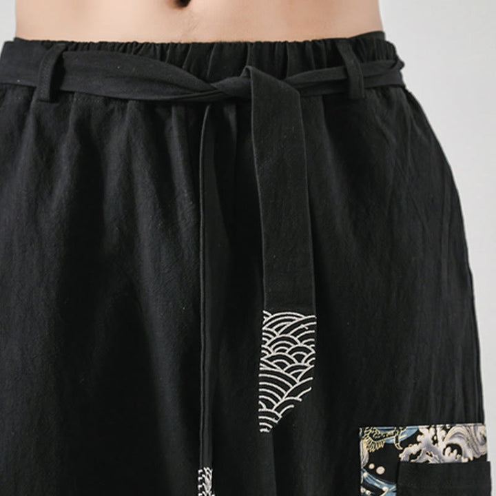 Pantalones harem para hombre con cordones y bolsillos, estampado de Buddha Stones y olas del océano. - image 9