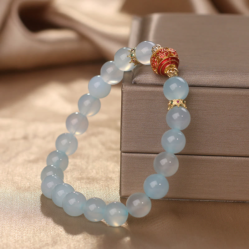 Pulsera curativa con cuentas de flores de aguamarina natural y Buddha Stones