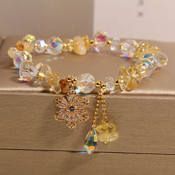 Pulsera de curación espiritual con Buddha Stones, amatista, citrino, cristal blanco y flor de circón