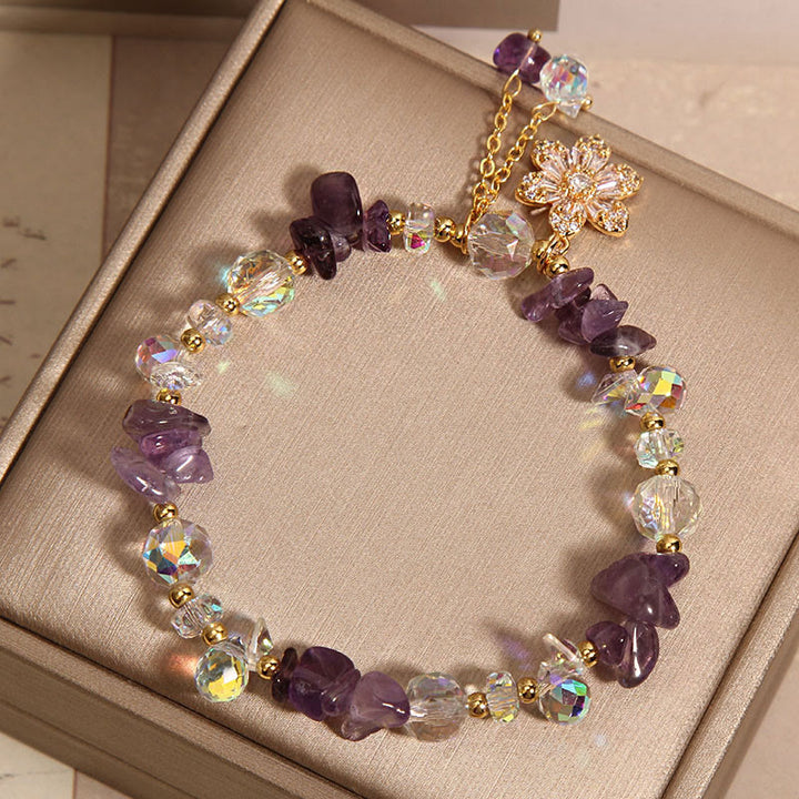 Pulsera de curación espiritual con Buddha Stones, amatista, citrino, cristal blanco y flor de circón