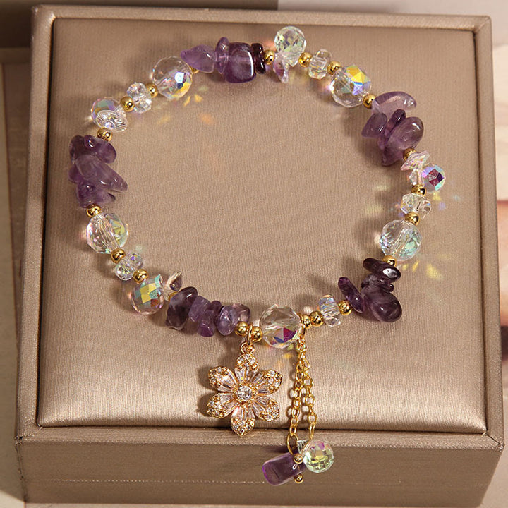 Pulsera de curación espiritual con Buddha Stones, amatista, citrino, cristal blanco y flor de circón