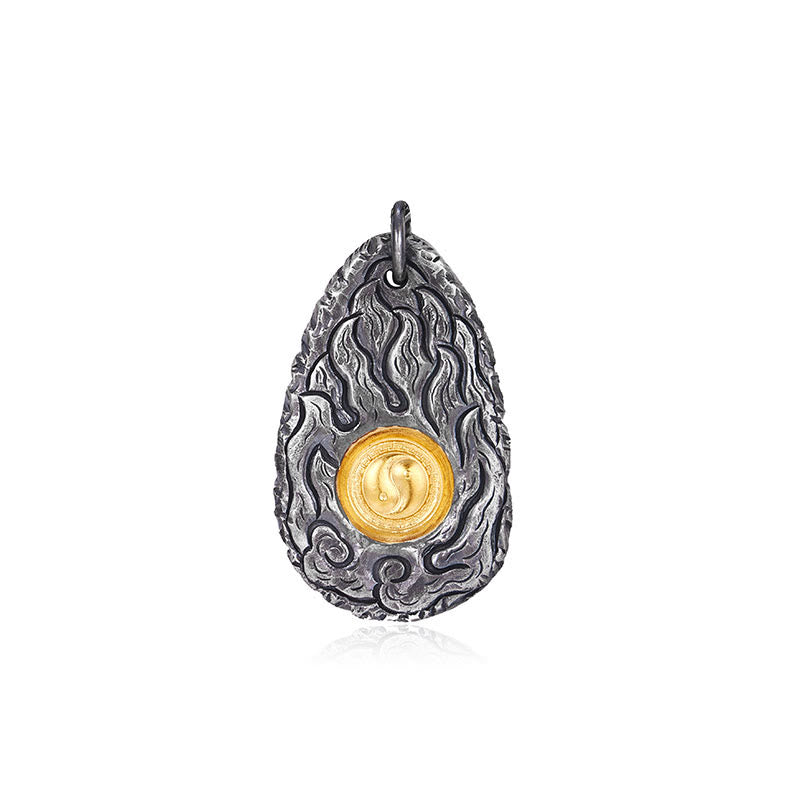 Collar con colgante de Tai Chi Yin Yang en plata de ley 999 y oro 999 con Buddha Stones
