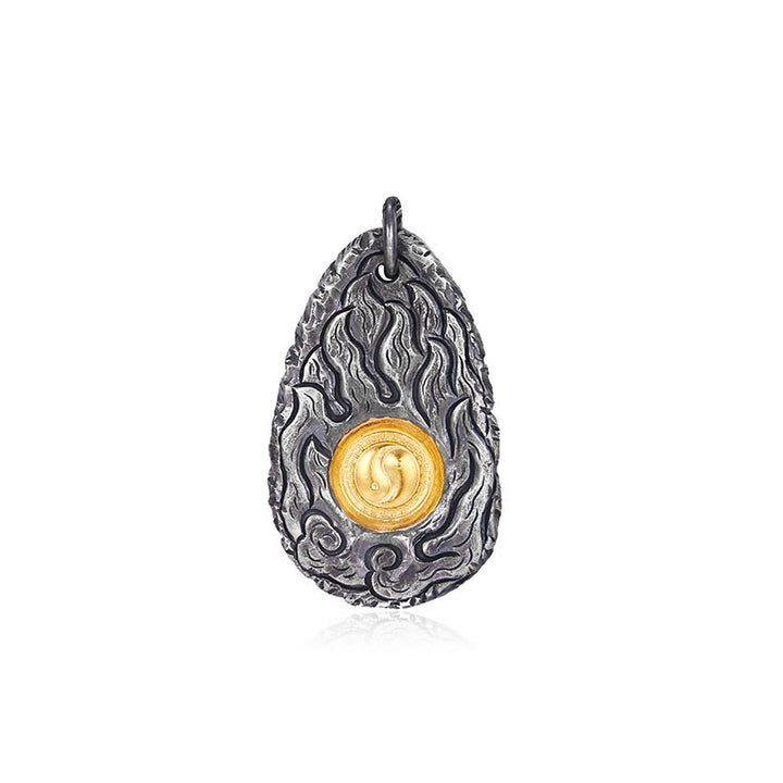 Collar con colgante de Tai Chi Yin Yang en plata de ley 999 y oro 999 con Buddha Stones