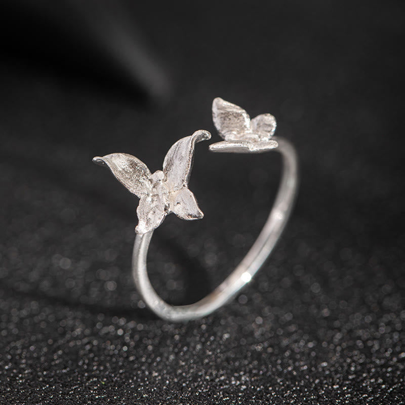 Anillo de mariposa con Buddha Stones en plata de ley 925