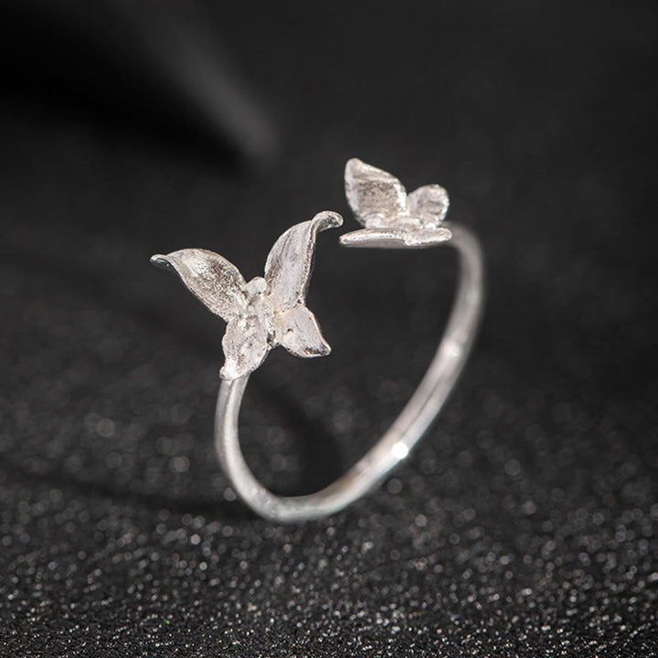 Anillo de mariposa con Buddha Stones en plata de ley 925