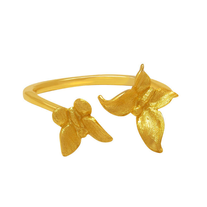Anillo de mariposa con Buddha Stones en plata de ley 925