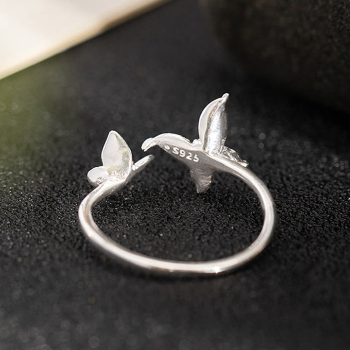 Anillo de mariposa con Buddha Stones en plata de ley 925