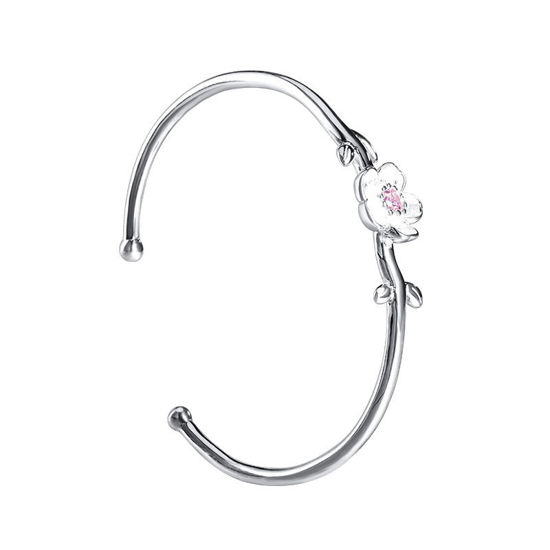 Pulsera de plata de ley 925 con Buddha Stones y flor de cerezo