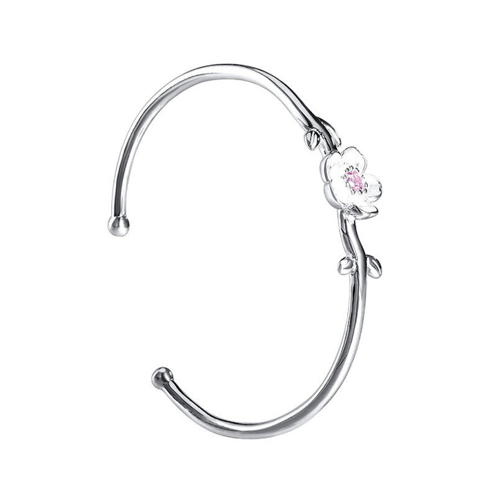 Pulsera de plata de ley 925 con Buddha Stones y flor de cerezo