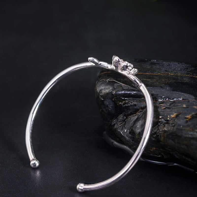 Pulsera de plata de ley 925 con Buddha Stones y flor de cerezo
