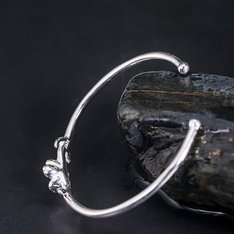 Pulsera de plata de ley 925 con Buddha Stones y flor de cerezo