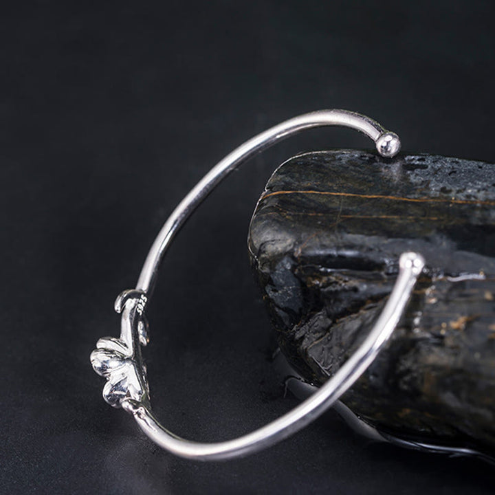 Pulsera de plata de ley 925 con Buddha Stones y flor de cerezo