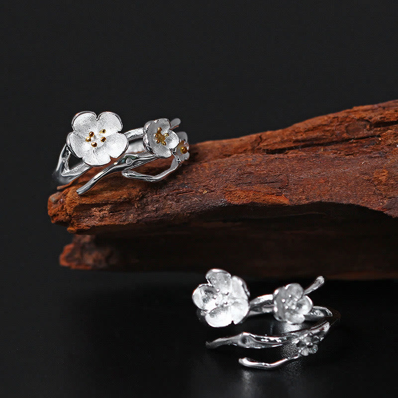 Anillo de equilibrio con seno ciruela y Buddha Stones en plata de ley 925