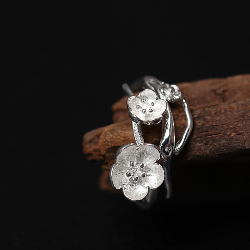 Anillo de equilibrio con seno ciruela y Buddha Stones en plata de ley 925