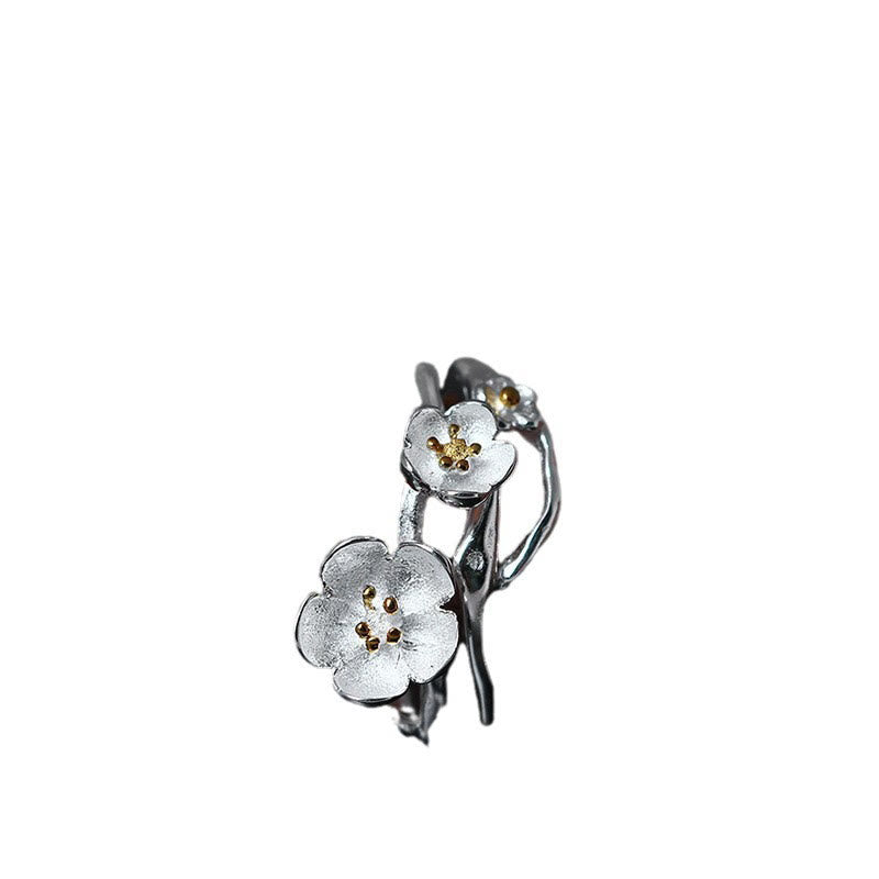 Anillo de equilibrio con seno ciruela y Buddha Stones en plata de ley 925