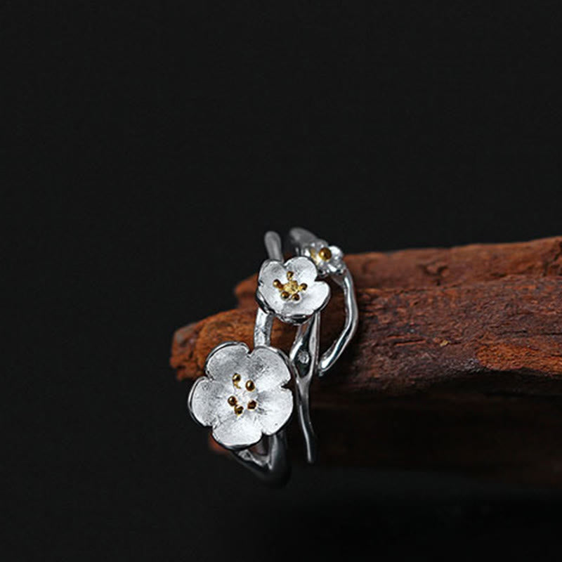 Anillo de equilibrio con seno ciruela y Buddha Stones en plata de ley 925