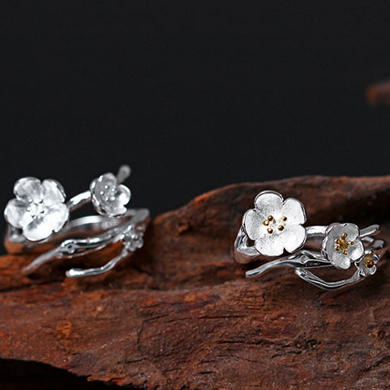 Anillo de equilibrio con seno ciruela y Buddha Stones en plata de ley 925