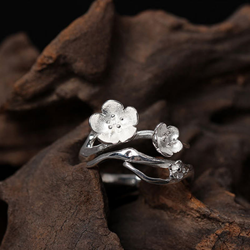 Anillo de equilibrio con seno ciruela y Buddha Stones en plata de ley 925