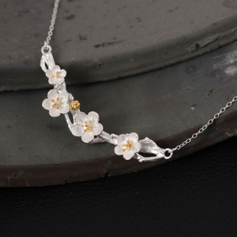 Collar con colgante de Buddha Stones en plata de ley 925 con protección de seno de ciruela