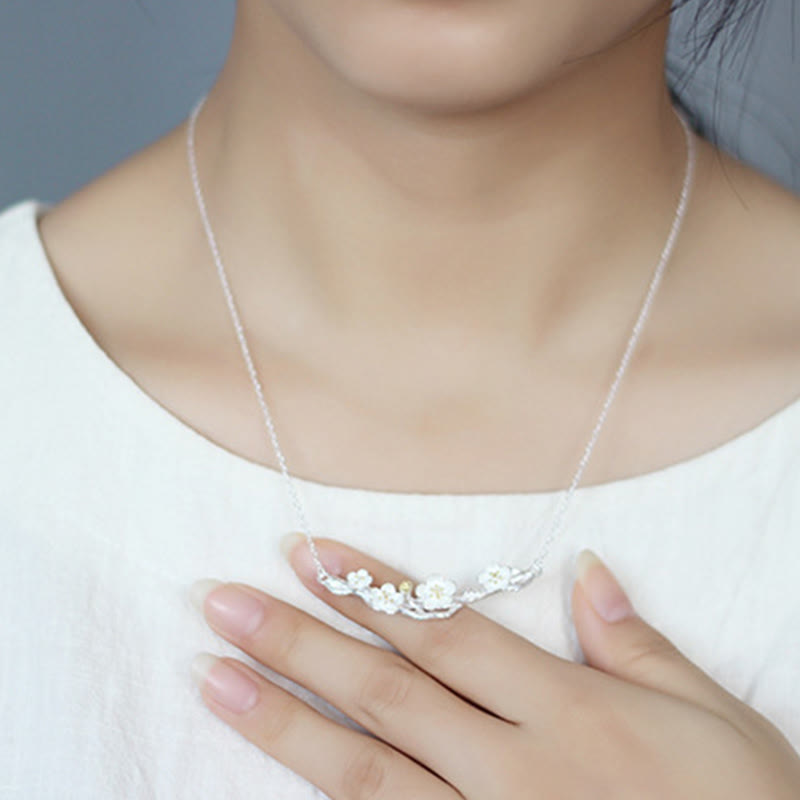 Collar con colgante de Buddha Stones en plata de ley 925 con protección de seno de ciruela