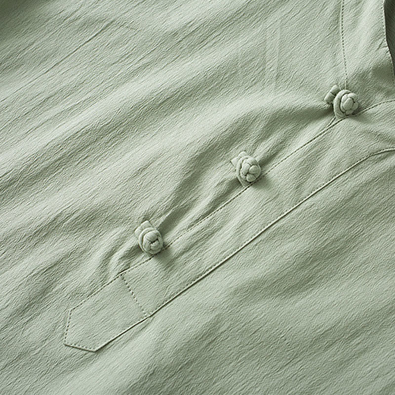Camisa de manga tres cuartos con botones de rana y Buddha Stones para hombre - image 16