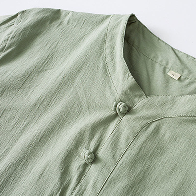 Camisa de manga tres cuartos con botones de rana y Buddha Stones para hombre - image 12