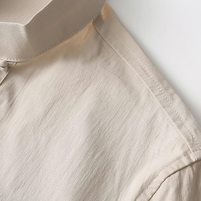 Camisa de manga tres cuartos con botones de rana y Buddha Stones, pantalones de pierna ancha, traje de lino y algodón para hombre - image 10