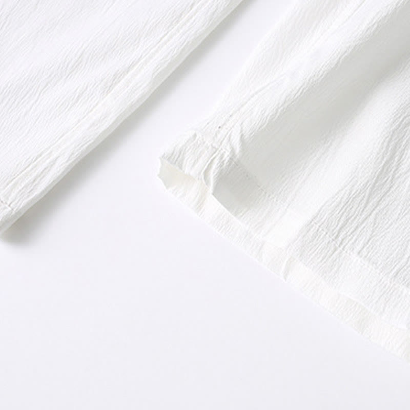 Camisa de manga corta con botones de rana y piedras de Buddha Stones Tang, pantalones de pierna ancha, traje para hombre - image 15