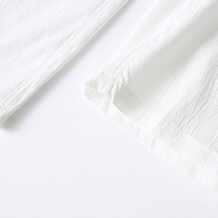 Camisa de manga corta con botones de rana y piedras de Buddha Stones Tang, pantalones de pierna ancha, traje para hombre - image 15