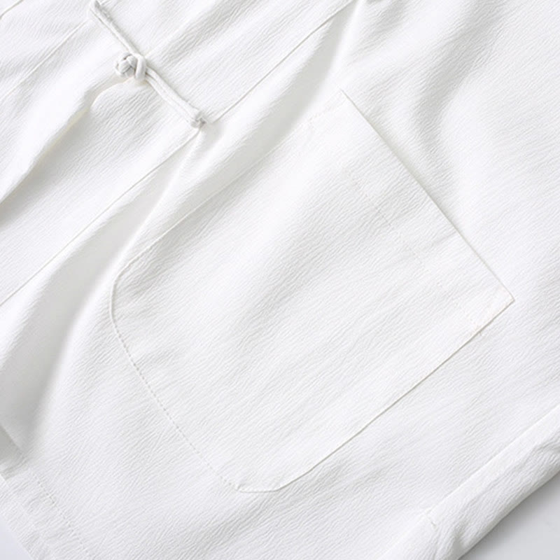 Camisa de manga corta con botones de rana y piedras de Buddha Stones Tang, pantalones de pierna ancha, traje para hombre - image 10