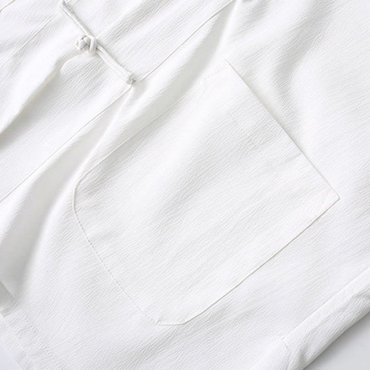 Camisa de manga corta con botones de rana y piedras de Buddha Stones Tang, pantalones de pierna ancha, traje para hombre - image 10