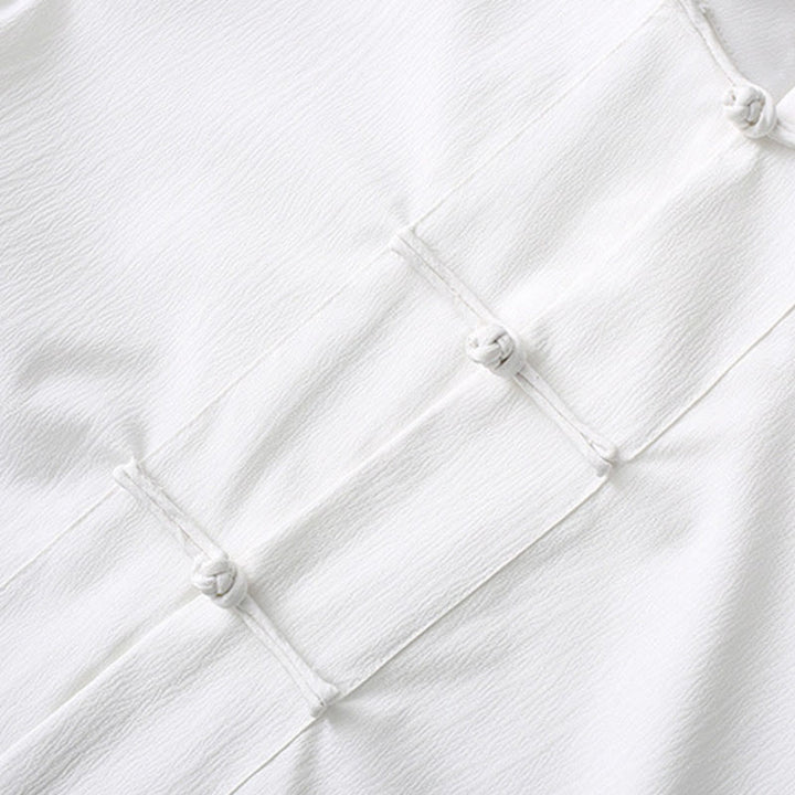 Camisa de manga corta con botones de rana y piedras de Buddha Stones Tang, pantalones de pierna ancha, traje para hombre - image 9